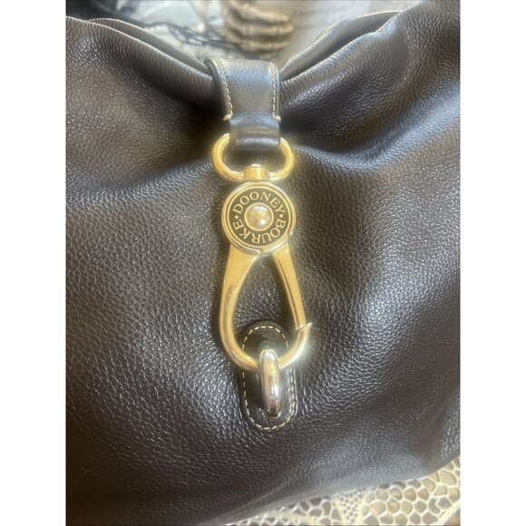 Dooney & Bourke Hobo Logo Lock Shoulder Bag Brown Pebble Handbag Purse - Picture 6 of 16